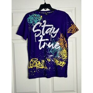 SWITCH Premium Stay True Graphic‎ T-Shirt Purple Graffiti Tee Size Medium